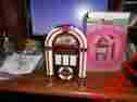 9891 Funatik 50s Style Juke Box Clock Radio Real Wood Can Be Used As Night Light Free Ship