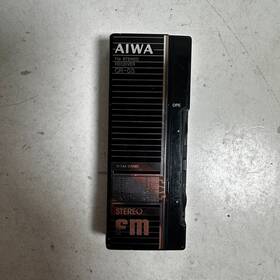 Cr-03 Aiwa Vintage Black Dc 3v Handheld Fm Stereo Analog Radio Receiver