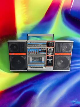 Aj-557 Akai Vintage Vtg Fs Portable Stereo Works Tuner Radio Cassette Player