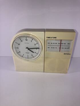 Tt-11 Bifora Rare Time And Tune Portable Am-fm Radio With Clock Works Great