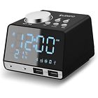 Cacc30761zb Lemfo Clock Radio Digital Fm Snooze Alarm With Dual Usb