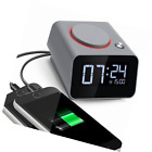 Clockcharger-gray Homtime Alarm Clock Charger Digital For Bedroom With Dual Usb