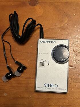 Mpss-1m Contec Vintage Pocket Radio Stereo Micro Receiver Am/fm Fm Works Earphone