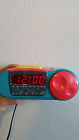 D400cal Gpx Retro Am Fm Digital Alarm Clock Radio Teal Yellow Coral Colorblock