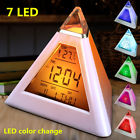 Fmq394120 Led Digital Thermometer Color Changing Pyramid Lcd Alarm Clock Desk