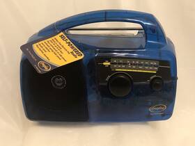 A408932 Freeplay Self Powered And Solar Am/fm Radio Wind Crank Up Transparent Blue