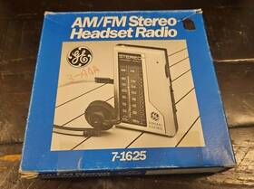 7-1625 Ge General Electric Vintage Am/fm Stereo Headset Radio With Box Great Cond