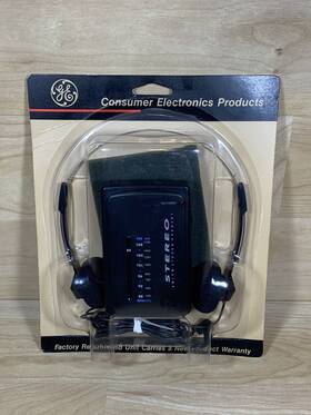 7-1637s Ge Am/fm Stereo Headset Radio Headphones Vintage
