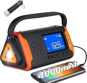 Givoust 759675596539 Emergency Weather Crank Radio - Portable Solar Powered Hand Am/fm/noaa