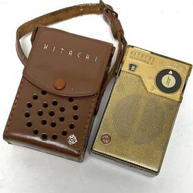 Th-666 Hitachi Vintage Am Transistor Radio With Leather Case-tested