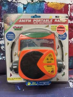 Pr-37 Lenoxx Sound Street Beat Radioo Am/fm Sports Portable Vintage Orange N Grn In Packaging