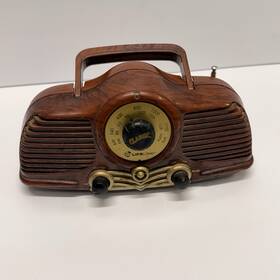 680bw Lifelong Portable Am Fm Radio Model Art Deco 7x4 Inch Antenna Vtg Rare Pattern