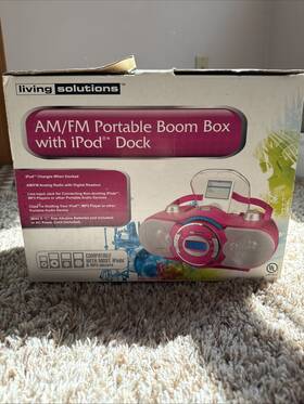 Atc-0933 Living Solutions Atc-0900 Am/fm Portable Boom Box With Ipod Dock Black