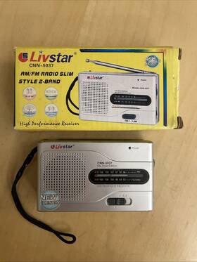 Cnn-5037 Livstar Am/fm Radio With Box Tested -works Well. Approx. 3.75 Inch X 2.25