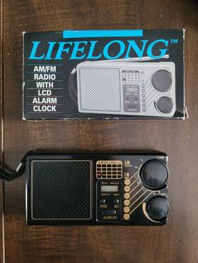 845-2 Longlife Lifelong Portable Am/fm Radio Lcd Screen Alarm Clock Black-tested/works