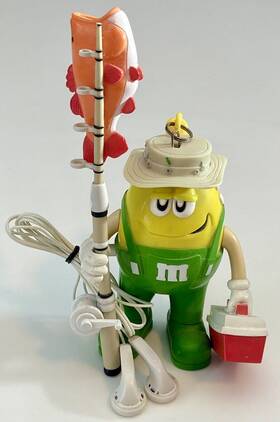 M8mr5 M&ms Rare M&m Fisherman Scan Fm Radio With Belt Clip And Headphones. Tested Working