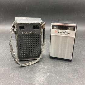 1156b Montgomery Ward Vintage Airline 7 Transistor Am Handheld Radio With Leather Case