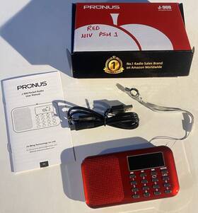J-908 Prunus Mini Portable Radio Am Fm Pocket Led Flashlight Digital Red