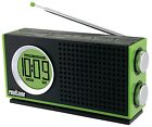 Rt212q Radio Fm Clock Dual Realtone Alarm Green Portable