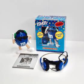 Radioshack 330266816009 Vintage M&ms Radio Shack Blue Character With Headphones Open Box Complete