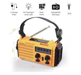 18500mwh Raynic Weather Radio Emergency 5000mah/18500mwh Solar Hand Crank W