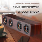 Rre3224564 Neco Wooden Stereo Subwoofer Wireless Bluetooth Speaker Long 6229783252732
