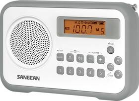 Pr-d18 Sangean 172304295564 Am/fm/portable Digital Radio With Protective Bumper White/gray