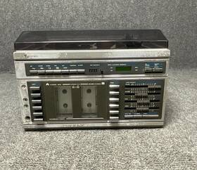 132-91870 Sears Synchronized Dubbing Compact Stereo Am-fm Radio In Silver And Gray