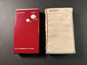 Sony Icf-e1ow Red Pocket Am Fm 2 Band Radio Receiver Japan - Tested Working