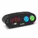 Spc136 Sharp Alarm Clock With 2 Power Outlets And Usb Charge Port In Black Brand New 049353834016