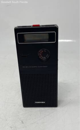 Qr-2000 Toshiba Model Black Portable Fm Am Lcd Quartz Clock Radio Not Tested