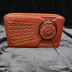 Pk-65g1 Transix Vintage Transistor Radio Brown Leather Genuine Cowhide Japan 6 Transistors Works