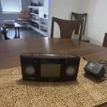 Sharper Image Design Big Screen Clock / Radio & Sound Soother 20 SI564 Mahogany. Fixed Price $32.99.