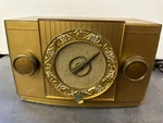 Rare Vintage Antique Crosley 11-113U Ch= 299 Table Top Tube Clock Radio Gold. Fixed Price $275.00.
