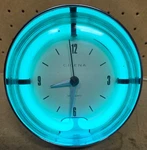 Cicena Cruiser Neon Alarm Clock Turquois, Chrome W/ Blue. Fixed Price $139.00.