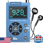 Greadio Portable Am Fm MP3 Player Radio, Best Reception, Pocket, Lcd, Rechargeab. Fixed Price $45.03.