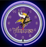 15" Double Neon Purple Minnesota Vikings Football Bar Man Cave Wall Clock Sign. Fixed Price $124.99.