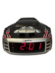 Hot Wheels Snore Slammer Alarm Clock Am/fm Radio Red/black Flames Emerson HW800. Fixed Price $25.00.