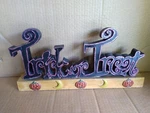 Decorative Tabletop Sign Halloween Wood Purple Glitter Trick Treat.. Fixed Price $24.99.