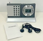 Portable Digital Fm Radio Clock W/ Dual Ports, Earbuds, Stand - New. Fixed Price $16.98.