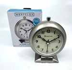 Westclox Alarm Clock Silver Metal Case With Dome Glass Lens And Nickel Finish. Fixed Price $20.00.