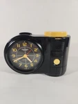Casio Voice Alarm Quartz Analog Clock Black Yellow Plastic Round. Fixed Price $30.00.