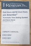 Emerson Research Dual Alarm Am/fm Clock Radio W Smart Set Manual CKS1850 CKS1851. Fixed Price $5.00.