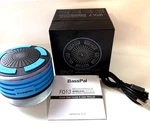 Basspal F013 Waterproof Speaker, Portable Wireless Shower Suction Lights, Blue. Fixed Price $12.00.
