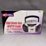 Vtg Sentry Mini Boom Box Am/fm Radio 5 Function Clock Antenna Twin Speakers. Fixed Price $9.99.