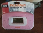 Sylvania Trim Line Phone With Clock ST884 Pink And White 2008. Fixed Price $23.99.