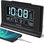 Large Black Lcd Digital Alarm Clock With Dimmer Auto Set And Usb Charger. Fixed Price $33.99.