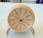 New Arne Jacobsen Bankers Table Clock W/ Alarm, White/white RD-43675. Fixed Price $120.00.