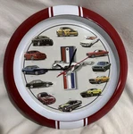 History Of Ford Mustang Wall Sound Clock, 13", Red. Fixed Price $31.49.
