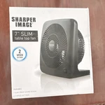 Sharper Image Slim 7" Table Desk Fan, 2 Speeds, Black, Model TSI7711-BLK. Fixed Price $39.99.